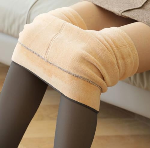 Image of Pnadty Women's High Waisted Velvet Warm Elastic Tights Winter Fleece Lined Thick Leggings Pants