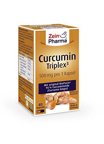 Cápsulas de Curcumina 500mg de ZeinPharma  40 cápsulas (2 semanas de suministro)  sin gluten, vegano, kosher y halal  Hecho en Alemania