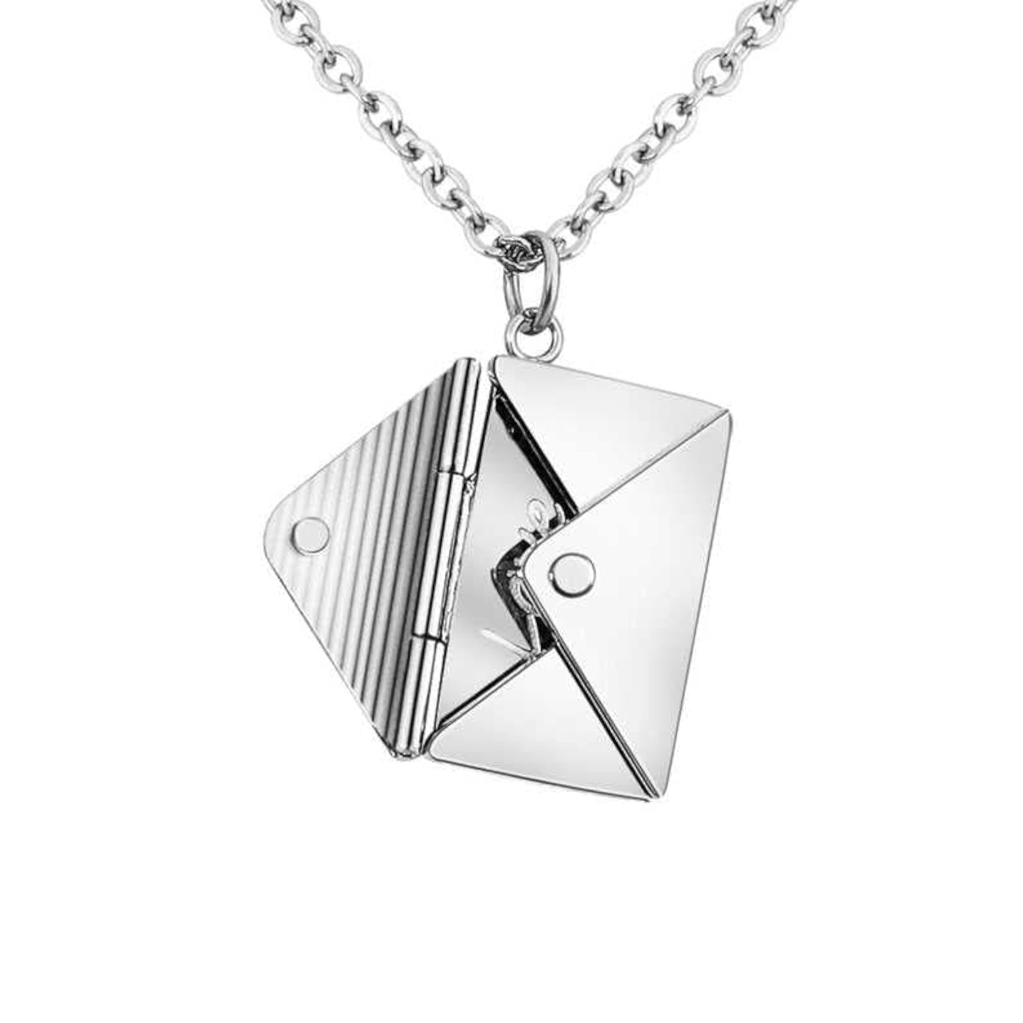Bling Queen Silver Plated Envelope Pendant Necklace