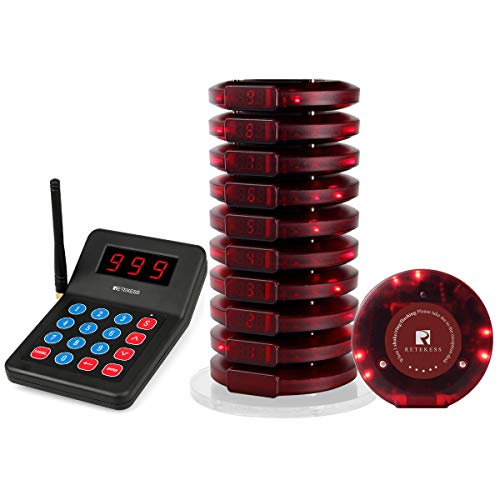Retekess T119 Pager Restaurant Mini Draadloos Gasten Oproepsysteem Pager System Oproep Klanten 1 Oproep Toetsenbord met 1 Laadstation met 10 Pagers Restaurant Eten Truck Food Court Snack Ziekenhuis