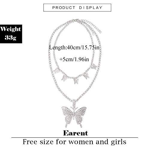 EARENT Butterfly Necklace Silver Rhinestone Choker Necklaces Jewelry for Women3