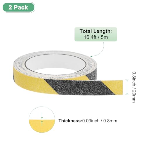Image of M METERXITY 2-Pack Grip Tape, 0.8Inch x 16.4ft /20mm x 5m Anti Slip Traction Tape for Stair Steps /Indoor /Outdoor, Non Skid Adhesive Stair Tread Tape [Black /Yellow]