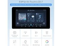 Waveshare ESP32-S3 7inch Capacitive Touch Display Development Board,ESP32 with 800×480 Resolution 65k RGB 7 inch LCD Screen,5-Point Touch,Supports WiFi & Bluetooth – Ansicht 2