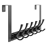 WLCSNG Over The Door Hooks with 6 Hooks for Hanging-Space-Saving,Over The Door Hanger,Over The Door Towel Rack,Sturdy Towel Hanger for Bathroom,Guaranteed Quality & Compressed Packaging. (1, Black)