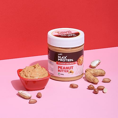 Image of Ritebite Max Protein Peanut Spread - Classic Crunchy Peanut Butter (340 g) - High Protein | High Fiber | Gluten Free | Vegan | No Preservatives | All Natural
