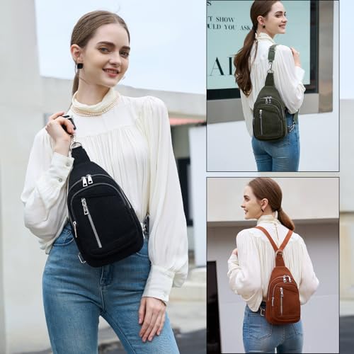 Image of MYHOZEE Small Diaper Bag Crossbody Sling Purse for Women - 2 in 1 Leather Backpack with 2 Straps for Short Trips Work Daily | Mini diaper bag