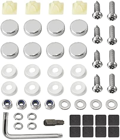 Set Of 2 Chrome Anti-Theft License Plate Frames With Security Screws - Metric Bullet Fasteners