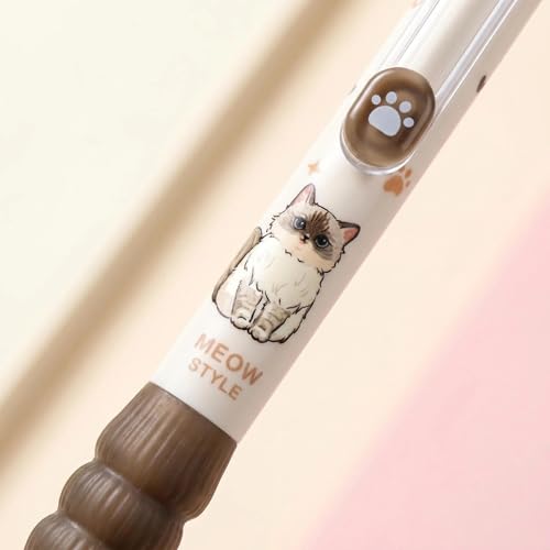 Set de 8 bolígrafos retráctiles de gel diseño gato 0.5mm tinta negra miniatura 2
