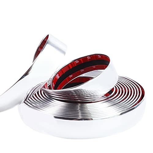 SBWLKJ 12FT Automotive Chrome Trim Molding 1-3/16"(30mm) Wide Car Side Body Trim Self Adhesive UV-Protected Scratch-Proof for Motor/Truck/RV Exterior and Interior Door Window Bumper