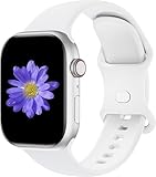 Cindgress Sport Band Compatible with Apple Watch 41mm 38mm 40mm 42mm for Women Men, Soft Silicone Strap for iWatch Wristband Series Ultra SE 11 10 9 8 7 6 5 4 3 2 1 S/M White
