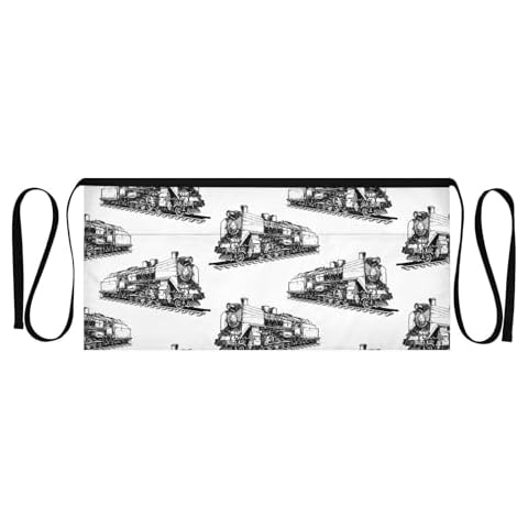 Selerdon Vintage Trains Server Apron Half Waist Aprons Chef Apron for Women Men Home Cooking Cover