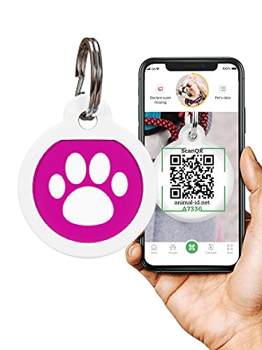QR Dog Tags for dogs and Cats - Small Dog Tag & Cat Tag - GPS Pet Id Tag - Scannable QR Pet Tags for Location - Cat Id Tag & Dog Id Tag with Online Profile - Funny Dog Tags from Animal ID Tags
