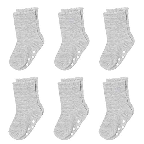 Silky Toes Non-Skid Infant Socks Multi Colored Baby Boy Girl Gift Set (18-24 Months, Grey - 6 Pairs)