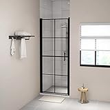 Duschfalttür, Duschtür Hartglas 91x195 cm Schwarz Duschtüren für offene Walk-In Bereiche