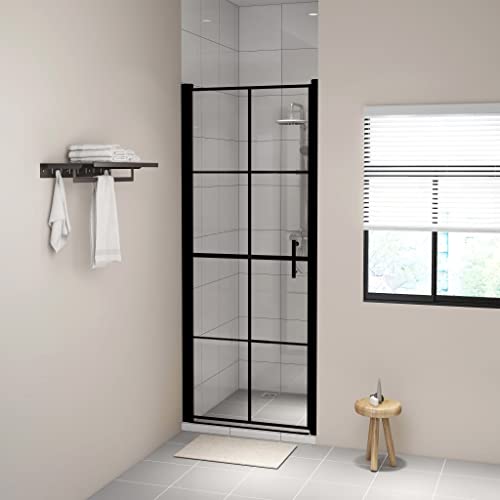 Porte de douche pliante en verre trempé 91 x 195 cm - Noir - Pour zones ouvertes