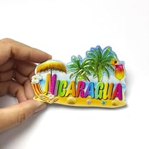 Nicaragua Central America Fridge Magnet - 3.74 x 2.36 Inch, Featuring Tropical Beach Scene with Palm Trees, Lounge Chair, Umbrella, Cocktail & Colorful Nicaragua Lettering, Home Decor