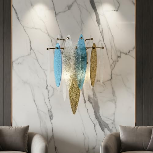 Image of Stained Glass Wall Sconce 2-Light Colorful Crystal Sconces Wall Lighting Vintage Gold Wall Lamp Art Decor Wall Light for Living Room Hallway Bedroom Bathroom