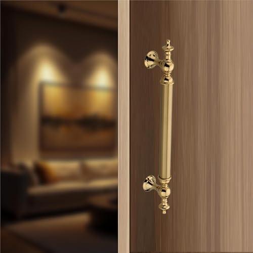 Image of Vintage Royal Main Door Handle | 16 Inch Premium Pull Push Handle for Home, Office, Hotels & Villas | Stainless Steel Gold TT Finish |Hole to Hole 400mm | 3 Years Warranty