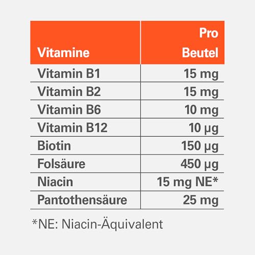 Vitamin B-Komplex-ratiopharm direkt: Alle 8 B-Vitamine auch für Vegetarier. Direktpulver mit Pfirsichgeschmack ohne tierische Inhaltsstoffe bei Mehrbedarf an B-Vitaminen, 40 Beutel