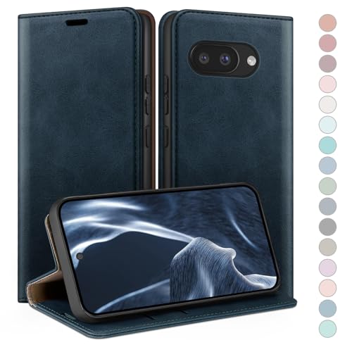 Coque Pixel 9A rabat protection intégrale bleu foncé HUOUH