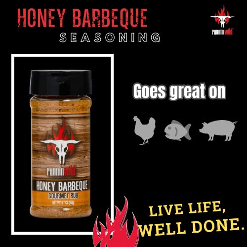 Image of Gourmet Honey BBQ Rub & Seasoning - Delicious Sweet & Smoky Flavor for Pork, Chicken, Ribs & Salmon | Premium BBQ Dry Rub | Runnin' Wild Foods, 5.7 ounces