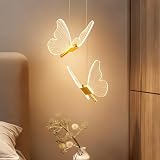 mfanchan Gold Butterfly LED Pendant Light Butterfly Chandelier for Bedroom