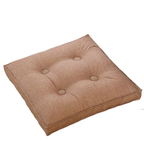 ZYBCQL Square Cotton Linen Floor Cushion,Soft Yoga Tatami Meditation Cushion Seat Pad Floor Pillow,Removable and Washable Chair Cushion-Khaki 50x50x8cm(19.7x19.7x3in)