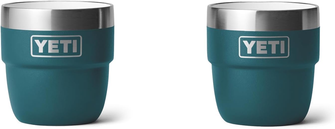 YETI Rambler Espresso Cup, Vacuum Insulated Stainless Steel Stackable Cup, Agave Teal, 2 Pack 4 oz (118 ml)