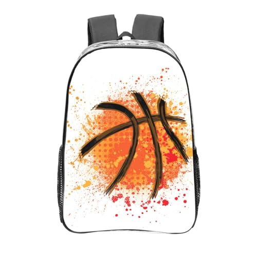 YXDVPALNE Fondo de pintura abstracta de color naranja de baloncesto,Mochila informal de 16 pulgadas, transparente, resistente al agua, para la escuela
