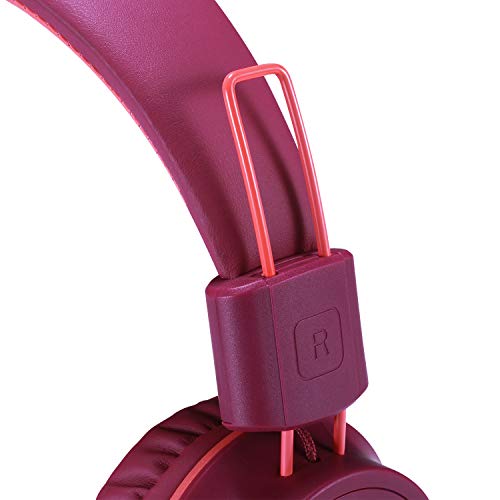 Image of noot products K33 Kids Headphones Wired 3.5mm Jack, Foldable, Plum | Stereo Tangle-Free 5ft Long cord, Plug-in, On-Ear Headset for Children, Boys, Girls, iPad, School, Kindle, Travel, Plane