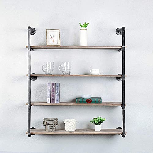 Diwhy Diy Industrial Black Pipe Bookshelf Wall Ceiling Mounted Open Bookshelf Parts Bracket Kit Diy Project (2 Pcs 5 Tier Pipe Shelf Hardware Only) #TOP5