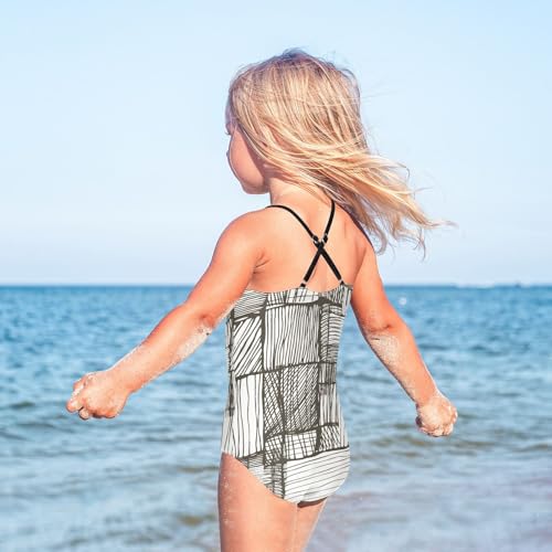 Abstract Grid Pattern Swimsuits for Girls 1 Piecing Swim Suits for Girls Kids Bathing Suit Girl Beach4