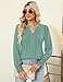 LOMON Business Casual Tops for Women Pleated V Neck Womens Long Sleeve Tops Puff Sleeve Work Shirts for Women Fall Clothes Sage Green L