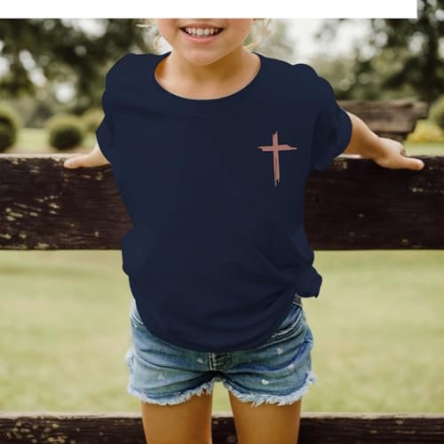 Image of Jesus Shirt for Girls Christian Faith Tshirts Kids Cute Bible Verse Graphic Tees Inspirational God Religious Clothes