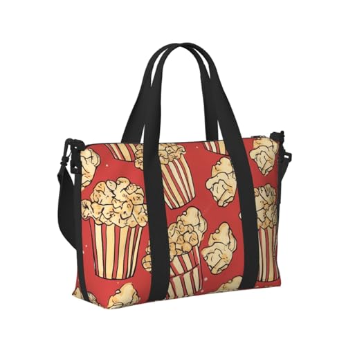 Travel Duffel Bag for Men Gym Bag, Popcorn Print Luggage Bag with Shoulder Strap, Large Gym Tote Bag for Women, Weekender Overnight Bag, Foldable Carry on Bag for Airplane2