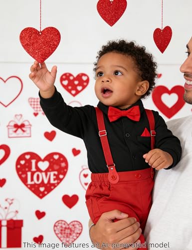 Image of A&J DESIGN Baby Boys Suits Infant Gentleman Formal Wedding Suspenders Outfit with Bowtie