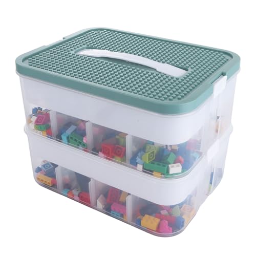 ZOFUN Storage Boxes with Lids for Lego, 30.5 x 23 x23 cm Toy Storage Organiser, Clear Compartment Craft Containers for Toys, Building Blocks, Bricks, Puzzle, Board Sorage