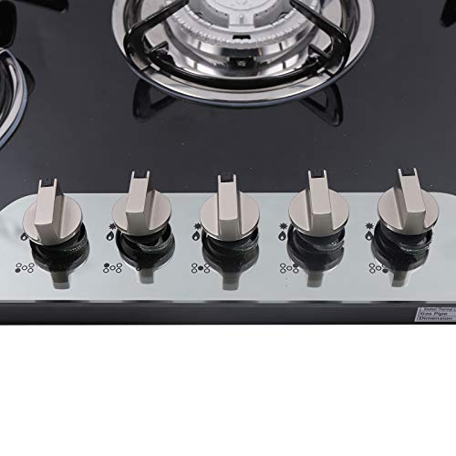 Gaskookplaat 5 vlammen gasfornuis 5 zones glazen gasfornuis, inbouw, LPG/NG-gas, batterijontsteking (30.3") - Image 8