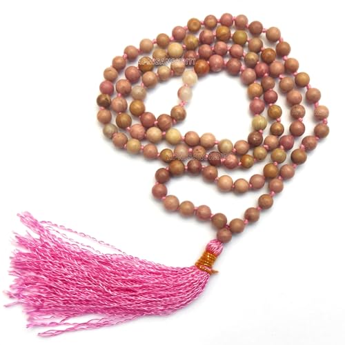 Image of Apnisanskriti Premium Rhodochrosite Stone Mala for Men and Women (6mm, AAA Quality, Lab Certified, 108+1) - Natural Stone Beads Mala - Pinkish Red Colour - Pack of 1