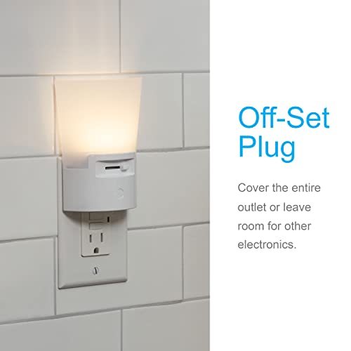 Image of GE Ultrabrite Dimmable Sconce LED Night Light GEPlug-In, Energy Efficient, Dusk-to-Dawn Sensor, Adjustable Brightness, Ideal for Bedroom, Bathroom, Hallway, Nursery, White, 45123, 1 Pack,
