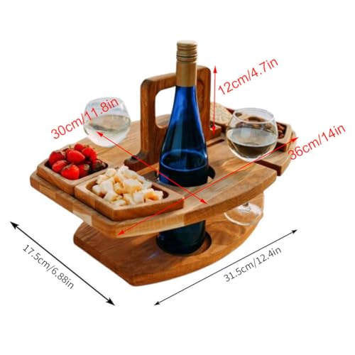 Plateau à fromage portable en bois noble et support à vin intégré de qualité - 3