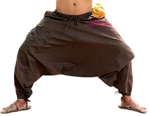 SARJANA HANDICRAFTS Men's Cotton Solid Harem Pants Yoga Trousers Hippie3