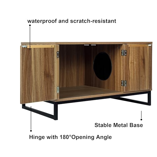 image for FerniTry Cat Large Litter Box Enclosure Furniture, Hidden Cat Litter B