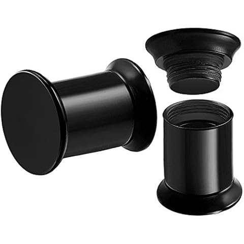 bodyjewellery 2pcs Internally Threaded Tunnels Screw Double Flared Plug Piercing Ear Gauge Expander Stretching C3VCT - Pick Size (2 Pcs(6mm)) Cover