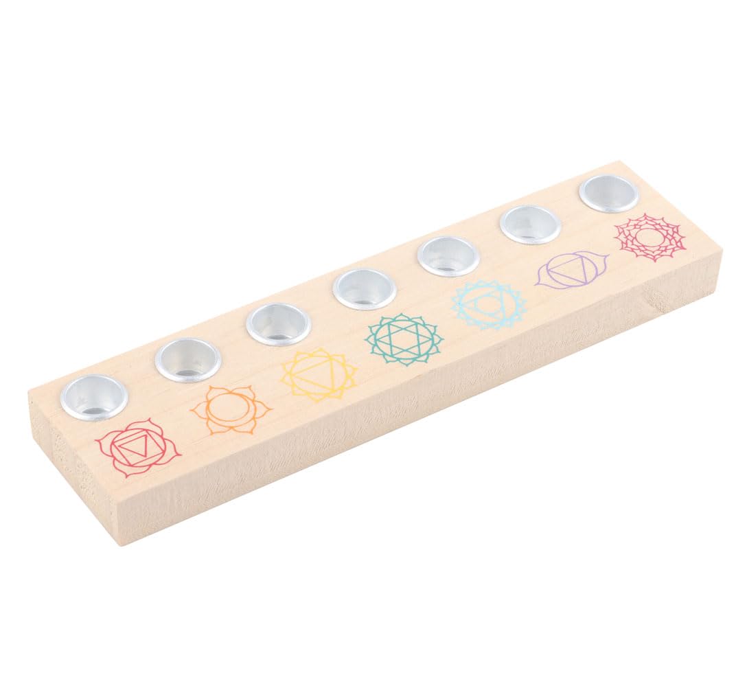 Wooden Seven Chakras Candle Holder - Candles Sold Separately