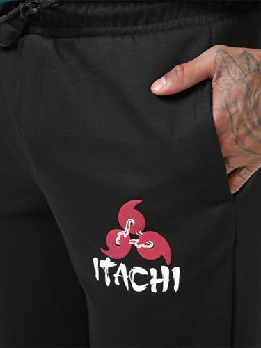 Image of Bewakoof Official Naruto Merchandise Itachi Men's Graphic Print Straight Fit Poly Cotton Track Pant