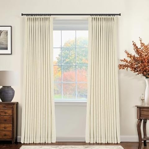 HOMERILLA Canvas Linen Blackout Custom Curtains,Blackout Curtains/Room Darkening Curtains for Living Room,Sliding Door Curtains,16 Colors for Choosing,Multi-Type Hanging Styles(1 Pane). Cover