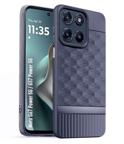 Image of Back Cover for Motorola Moto G57 Power 5G Camera Protection 3D Hexa Cube Design Silicone Protective Bumper Back Case for Motorola Moto G57 Power 5G - Blue