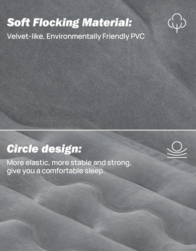 JOYTUTUS SUV Air Mattress for Camping w/Air Pump Compatible with Wrangler JL 4X4, Comfort SUV Inflation Mattress w/2 Pillows for 2018-2026 Wrangler JL 4 Door (Don't for 4XE) - Dark Grey