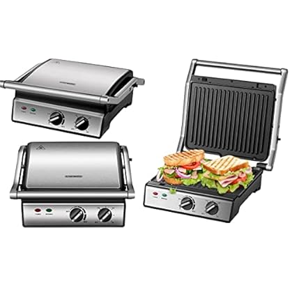 XXL Kontaktgrill abnehmbare Platten | 30 Minuten Timer | Panini Toaster | Sandwichtoaster | elektrischer Tischgrill…